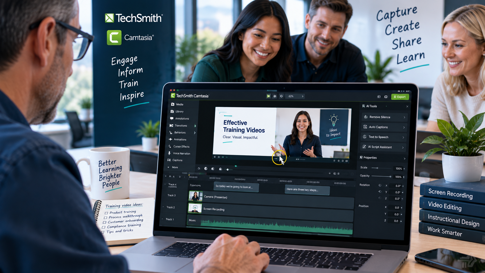 Camtasia video editing and training workflow