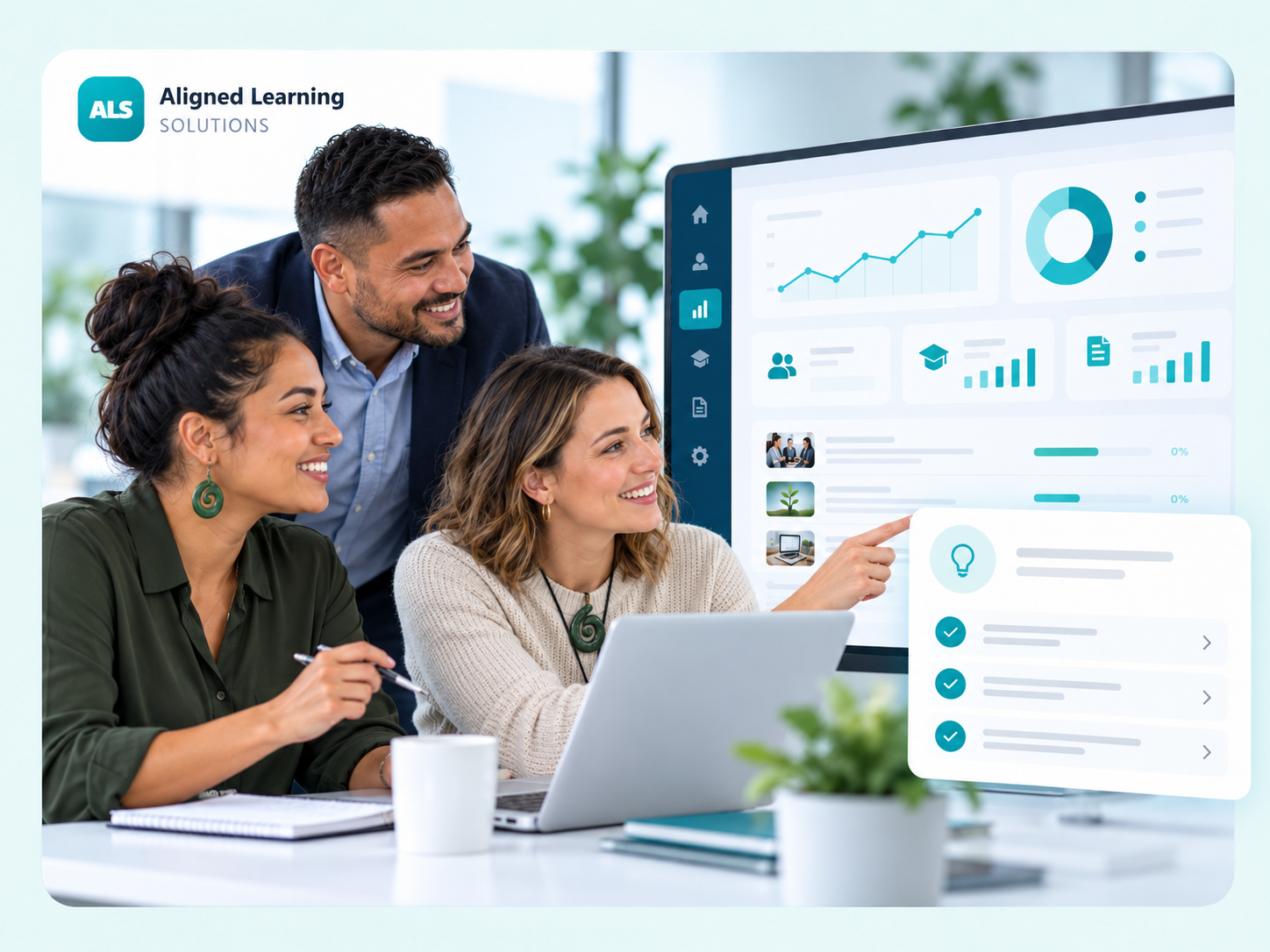 New Zealand learning team reviewing LMS analytics and ongoing support